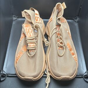 Tan and Orange Mesh Sneakers